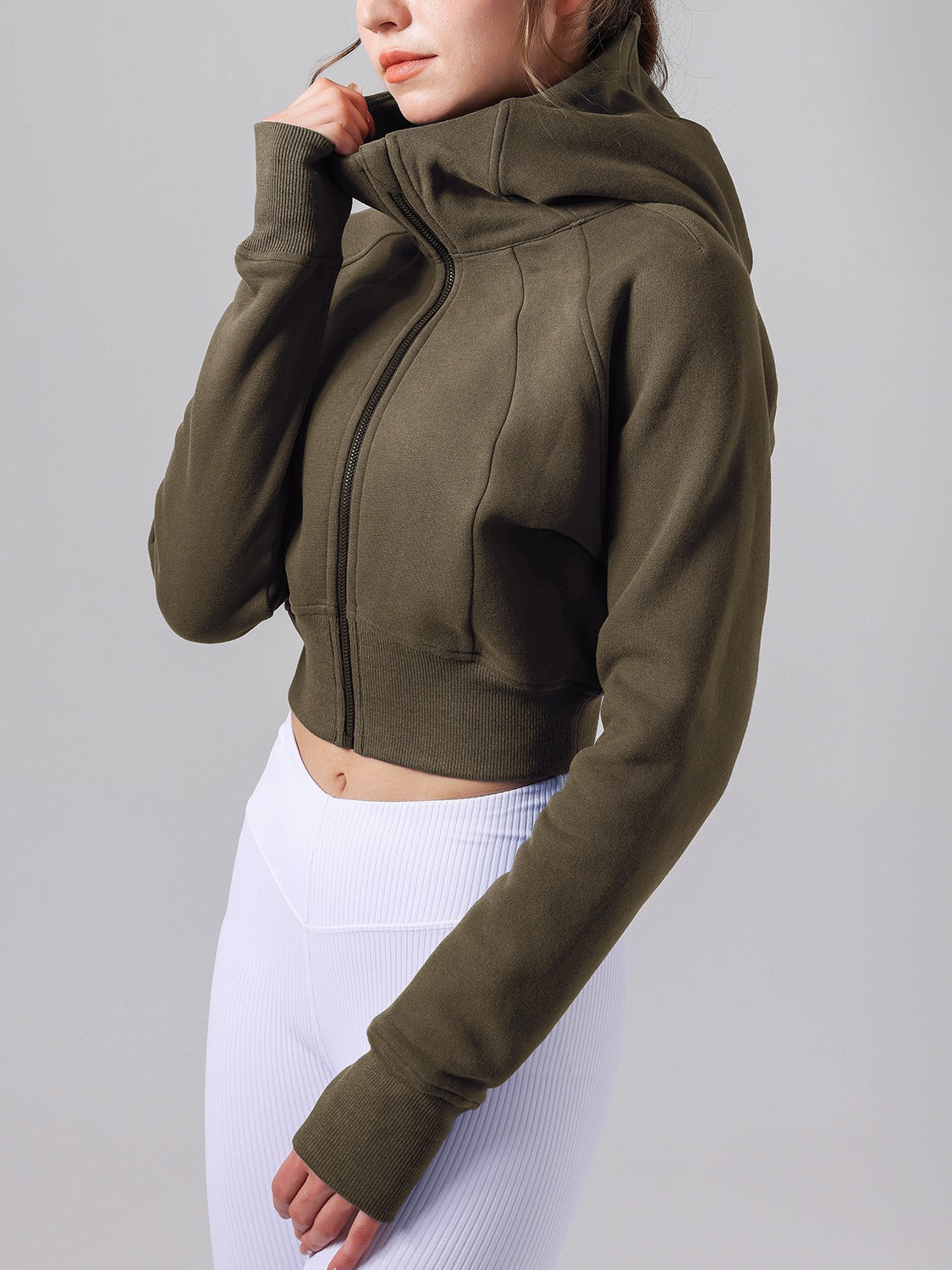 Hooded Fitness Sports Top and Fleece Warm Loose Jacket