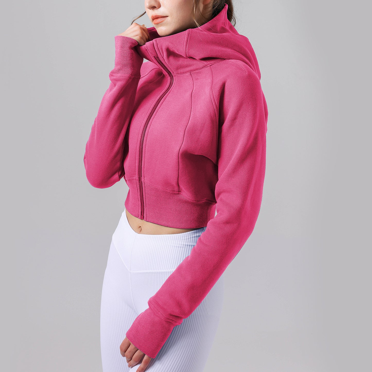 Hooded Fitness Sports Top and Fleece Warm Loose Jacket