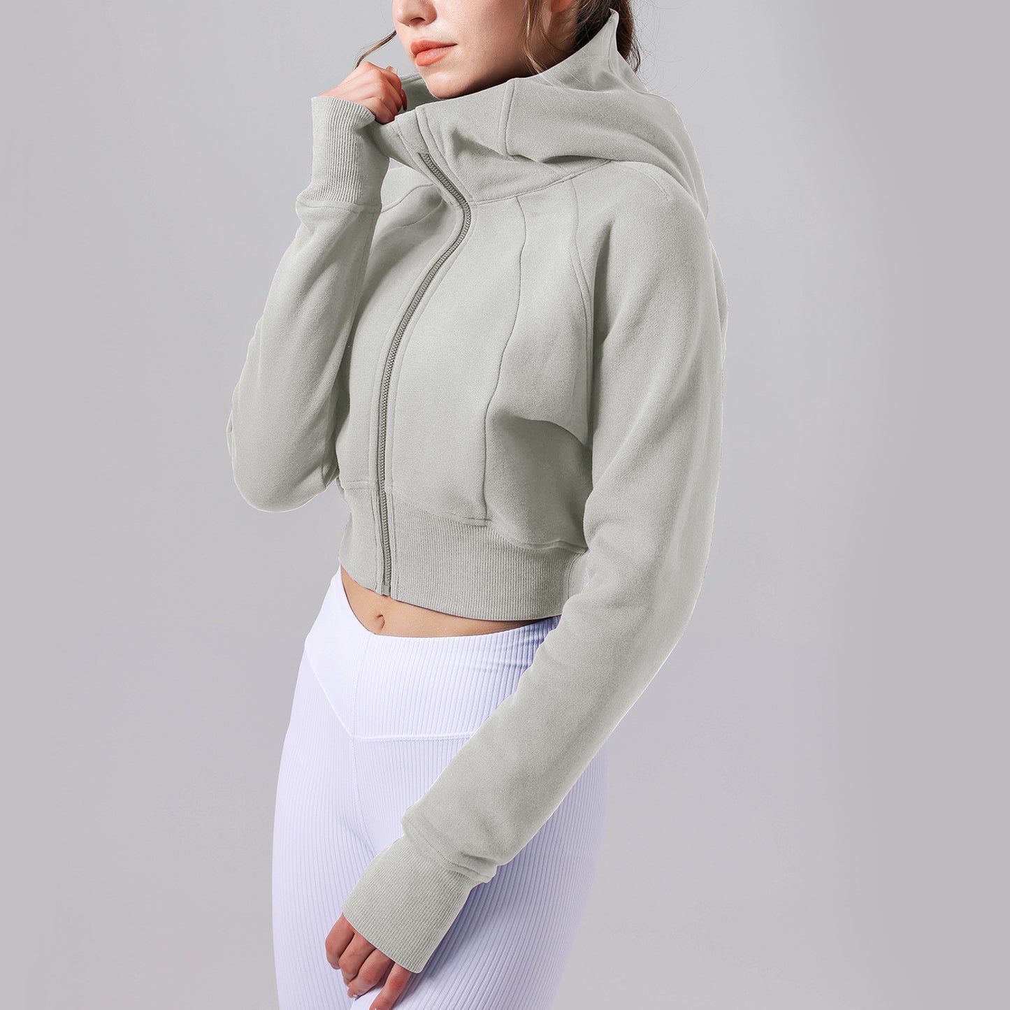 Hooded Fitness Sports Top and Fleece Warm Loose Jacket