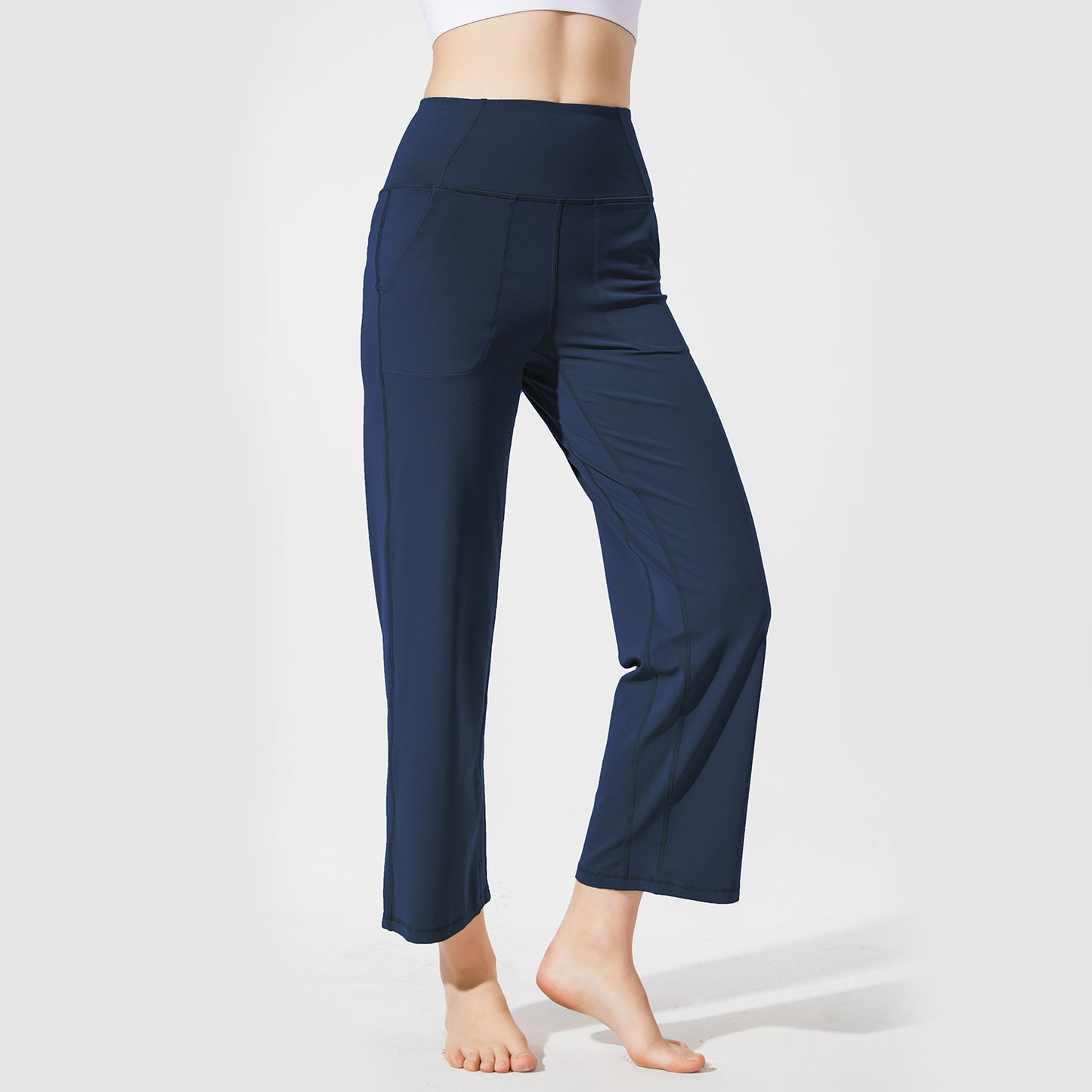 High-waisted Tummy Loose Fit sports Wid Leg Pants