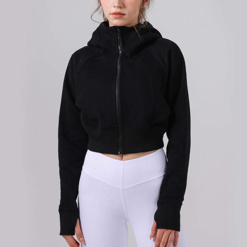 Hooded Fitness Sports Top and Fleece Warm Loose Jacket