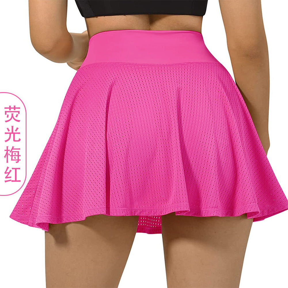 Pleated Waist Mesh Golf Tennis Skirt Hakama