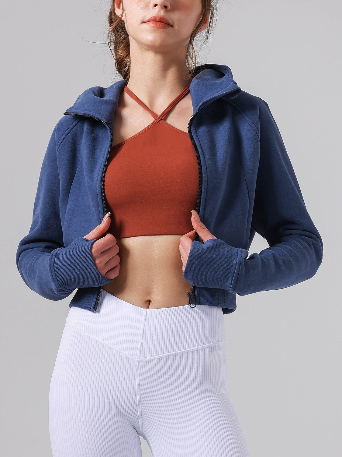 Hooded Fitness Sports Top and Fleece Warm Loose Jacket