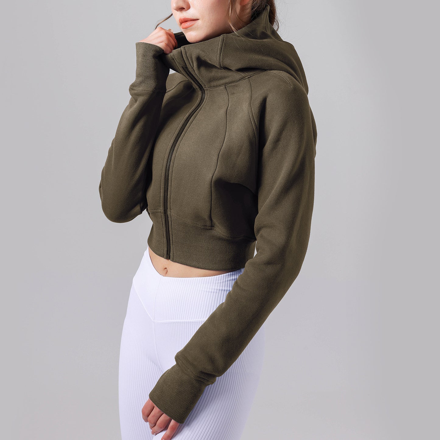 Hooded Fitness Sports Top and Fleece Warm Loose Jacket