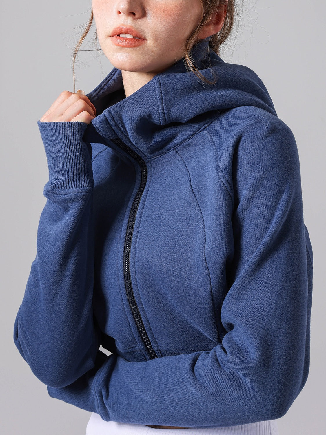 Hooded Fitness Sports Top and Fleece Warm Loose Jacket