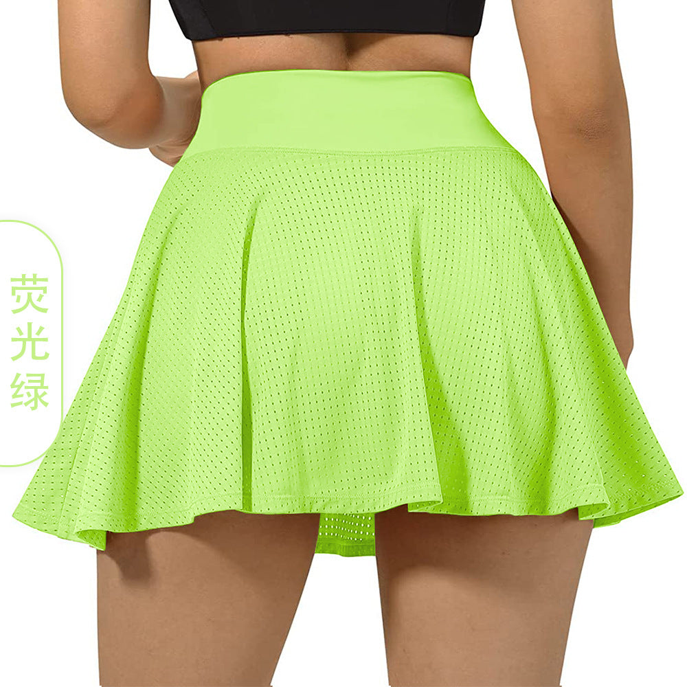 Pleated Waist Mesh Golf Tennis Skirt Hakama