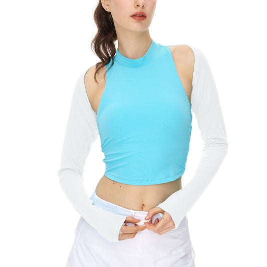 Light Nude Breathable Mesh Yoga Wear Sports Tops