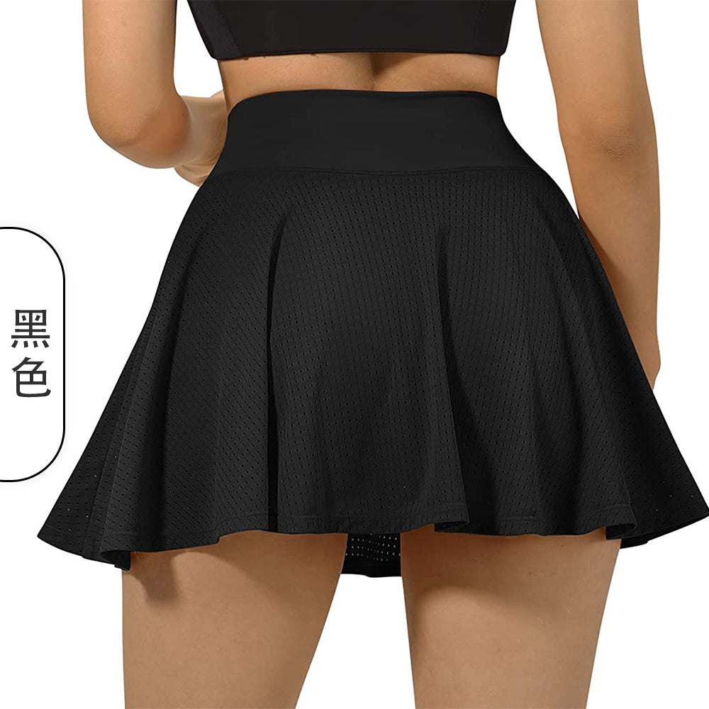 Pleated Waist Mesh Golf Tennis Skirt Hakama