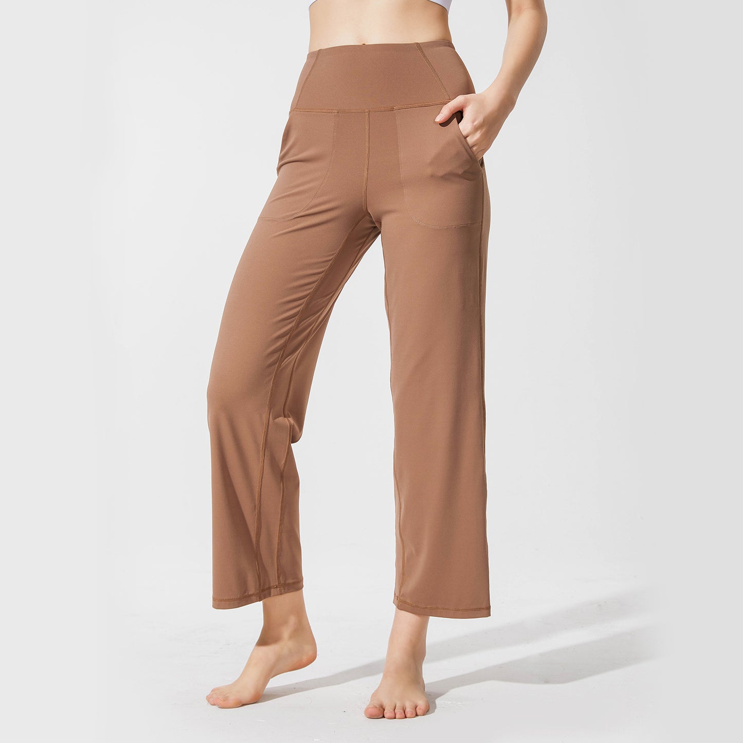 High-waisted Tummy Loose Fit sports Wid Leg Pants